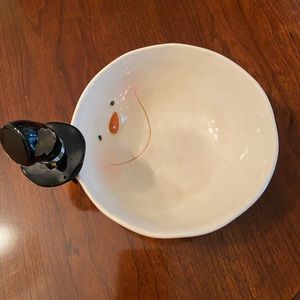 NIB SnoCountry snowman bowl with dip spreader